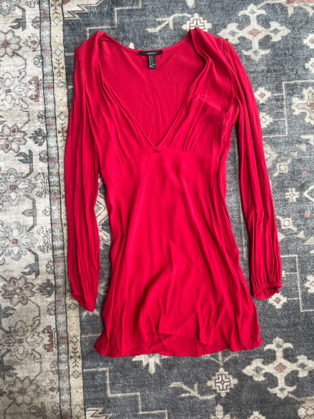 Forever 21 Red Long Sleeve Mini Dress